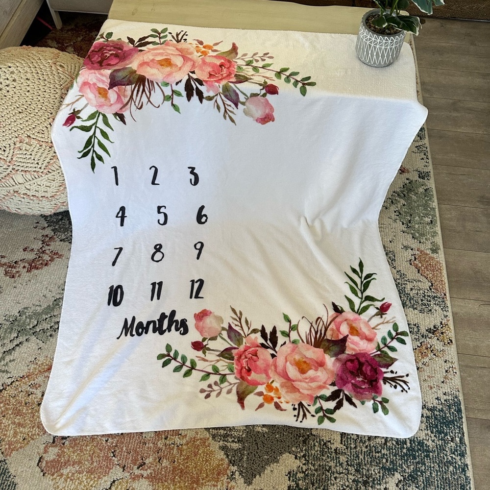 New Floral Baby Gurl Milestone Blanket 40x50” Baby Girl Milestone Blanket Floral - Picture 5 of 16